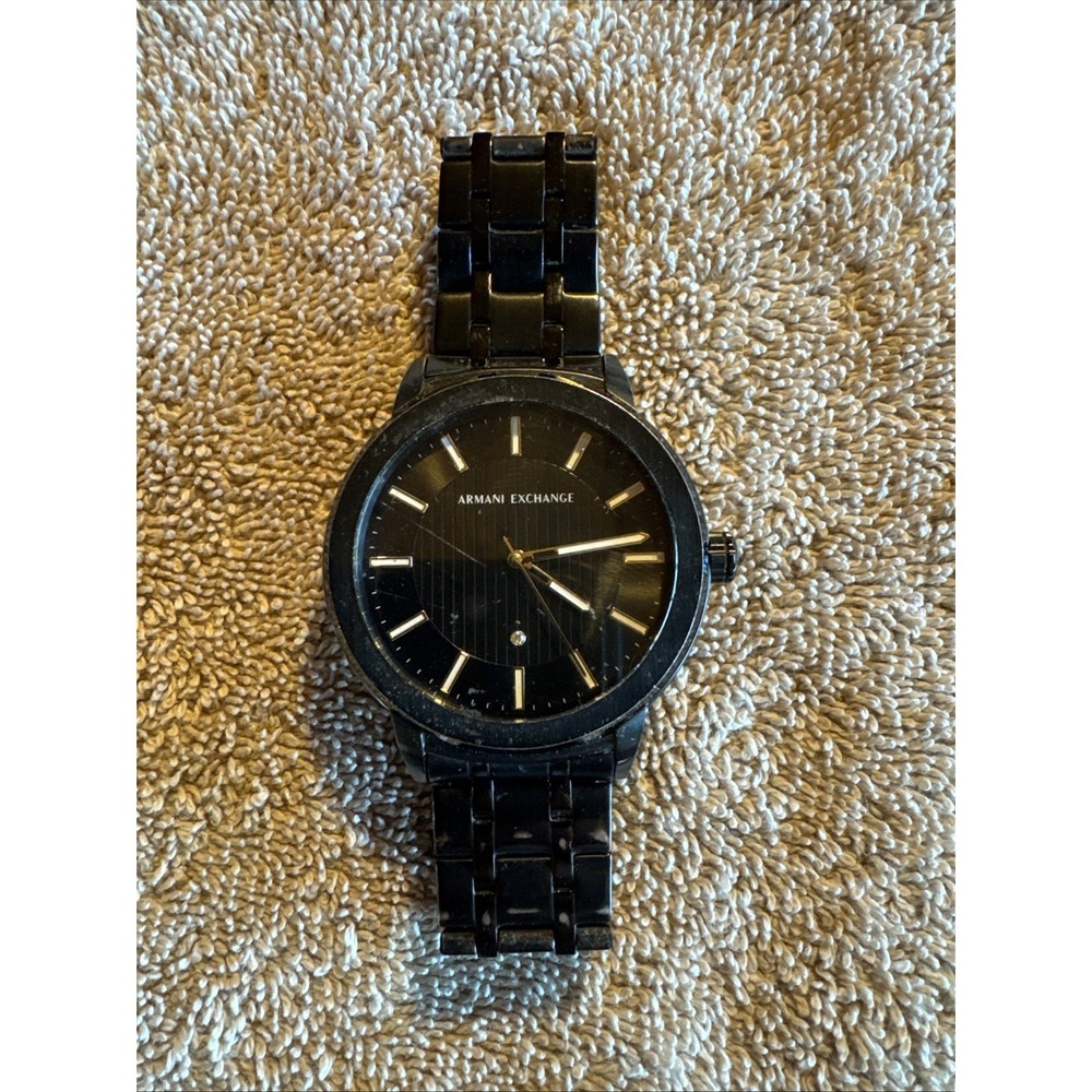 Armani Exchange AX Black Stainless Steel Watch Minimalist Dial Men's